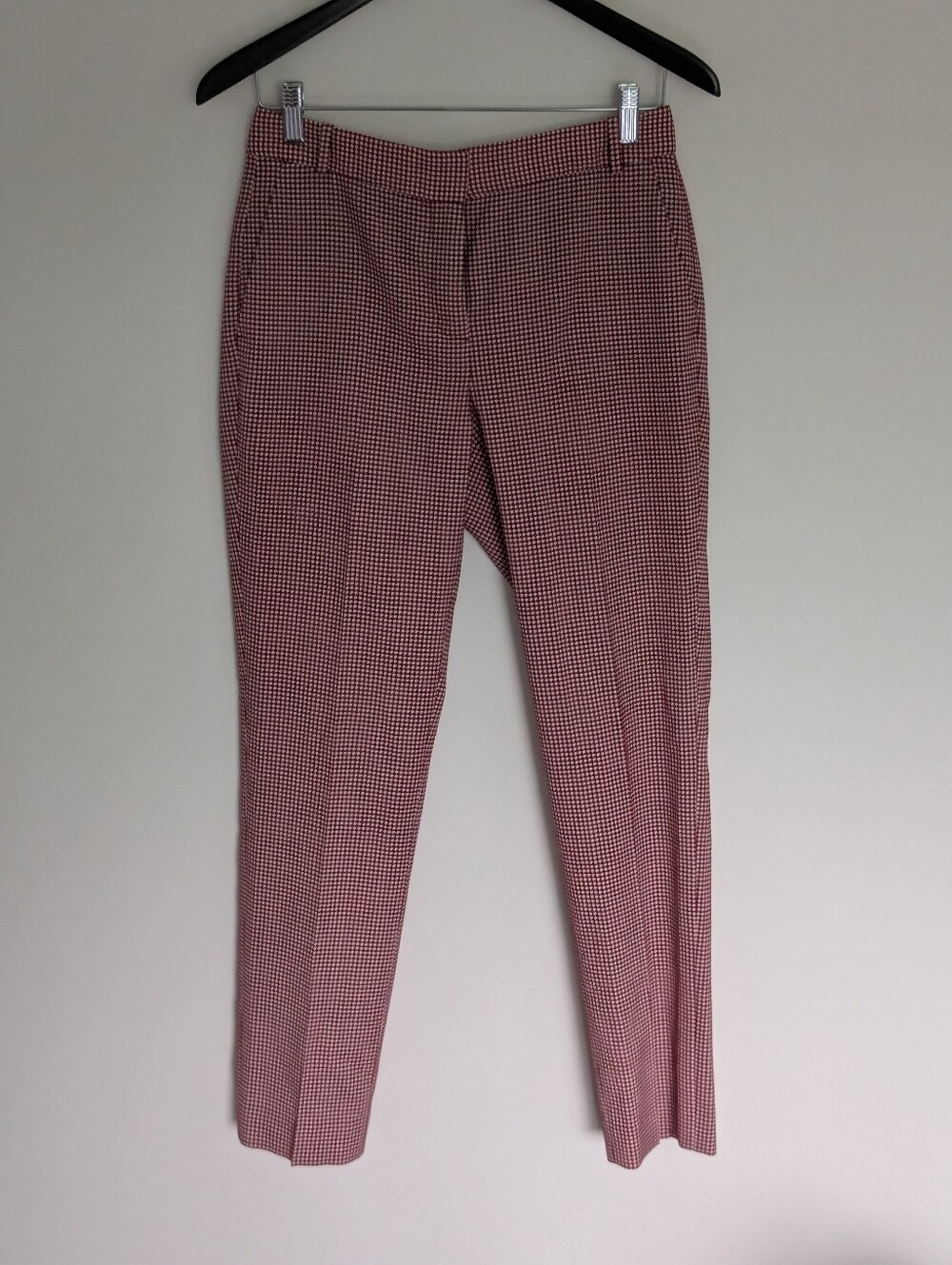 Massimo Dutti Red White Houndstooth Tailored Trousers Pants Size US 6 / EUR 38